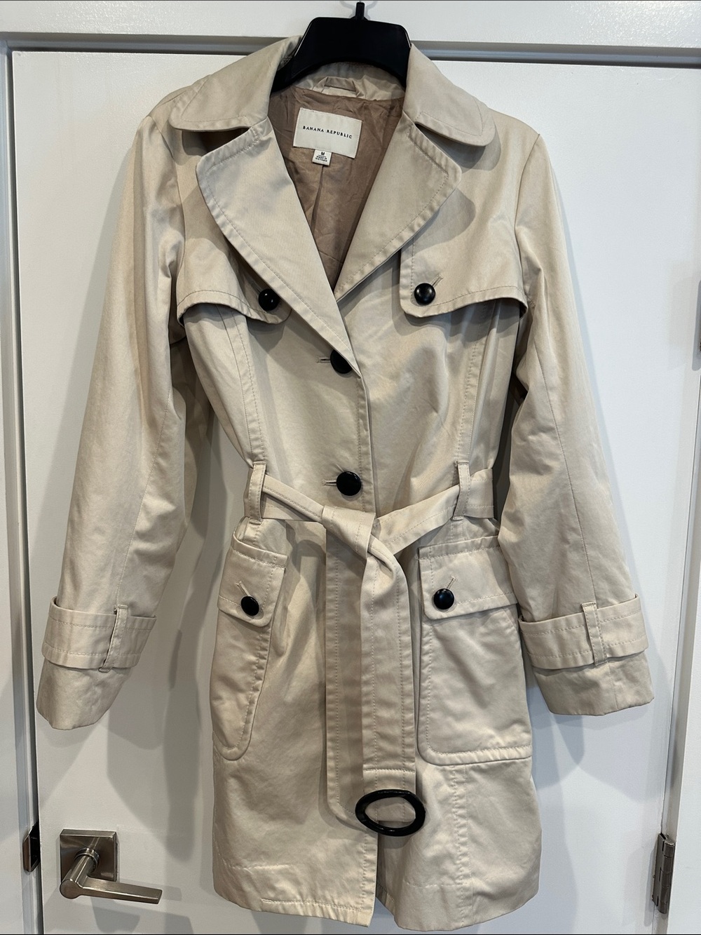 Banana Republic Women's Light Cream Double-Breasted Trench Coat